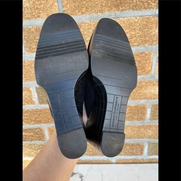 Robert Clergerie Paris Black Leather 3 1/2 Inch Wedge Platform Mules Size 7.5 - Picture 4 of 10